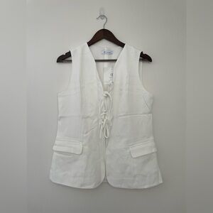 Cicy Bell White Tie Front Neutral Normcore Scandigirl Romantic Blazer Vest